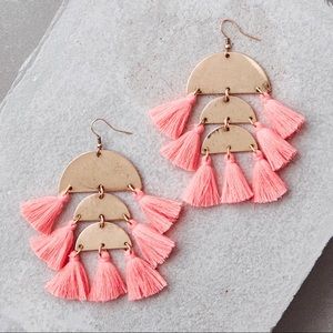 Pink & Gold Tassel Earrings